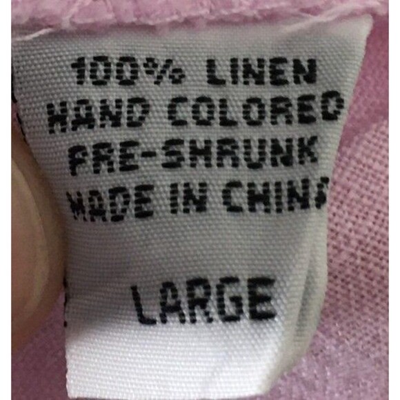 Russ Berens Top Women's Size Large Pink V-Neck Long Sleeve 100% Linen - Picture 6 of 6